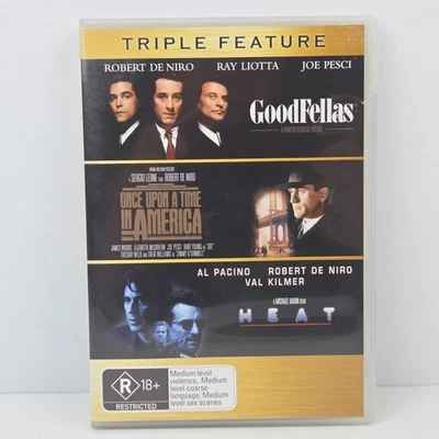 Goodfellas/Érase una vez en América/Heat DVD conjunto de películas Robert De Niro Reg 4 Foto 1 de 3