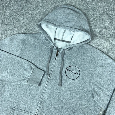 RVCA Hoodie Mens Large Gray Artist Network Full Zip Embroidered Logo Sweatshirt - Image 1 of 4