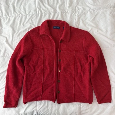 Chaqueta de Colección Karen Scott Pura 100% Lana Cárdigan Abotonado L Rojo Años 90 Cabina Esquí Foto 1 de 4