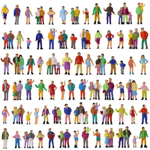 100pcs Model Trains HO Scale 1:87 Painted Figures 19 Poses Standing People - Picture 1 of 8