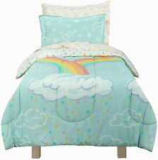 Kidz Mix Rainbow Clouds Super Soft Bed in a Bag with Reversible Comforter and Sh