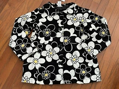 Gymboree девочек черный белый желтый цветок печать пальто куртка большой 10 12 новый - Изображение 1 из 4