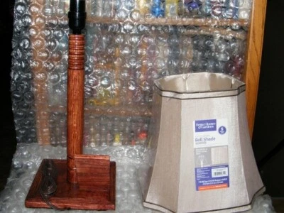 USA Handcrafted Oak and Poplar Wood Lamp (23" x 12") With Stand for Cell Phone - Image 1 of 4