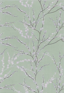 Cherry Blossom Sage Green Wallpaper Sheet 11"x16" Peel Stick Self Adhesive USA - Picture 1 of 6
