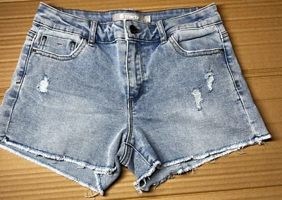 Pantalones Cortos Tractor Jean Corte Niñas Talla 14 Envejecido Azul Claro Denim Elástico Foto 1 de 4