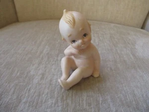 Vintage Lefton Kewpie Porcelain Bisque Baby Figurine 3"Tall - Picture 1 of 11