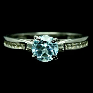 Shola Vero Naturali Blu Topazio Anello Tgl 17,7 Argento Sterling R681 - Foto 1 di 2
