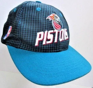 Vtg 1990s Detroit Pistons Logo Athletic Hounds-tooth Hat Cap Grant Hill Era Wool - Picture 1 of 10