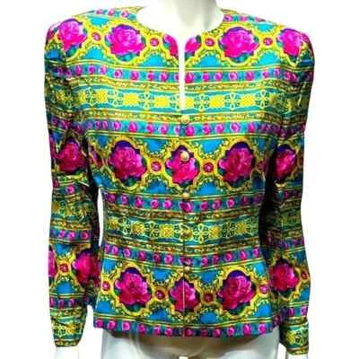 NUEVO CON ETIQUETAS Adrianna Papell Chaqueta de Seda Años 80 Blazer Rosa Barroco De Colección 8 Sin Stock Foto 1 de 4