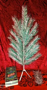 Vintage USSR artificial christmas tree Green and aluminum color!! 4Ft Box ! - Picture 1 of 18