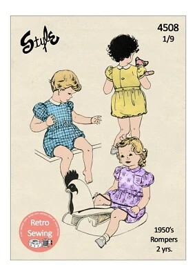1940's Pretty Toddler Romper Suit Sewing Pattern Age 2 - Image 1 of 2