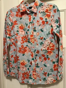 J CREW  Long Sleeve Floral Shirt    Linen-Cotton Blend    Women's  sz XS    NEW - Picture 1 of 6