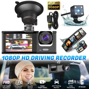 Cámara de coche 1080P cámara de tablero grabadora de video 3 lentes delantera/trasera/interior con sensor G - Imagen 1 de 20