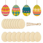 20pcs Easter Wooden Egg Cutouts Hanging Decorations with Ropes
