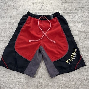 Vintage FUBU Athletics Red Black Size 12/14 Shorts Y2K 90s Streetwear Pullstring - Picture 1 of 7