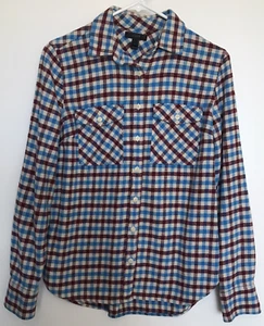 Camisa para mujer J.Crew de franela con botones talla 2 azul a cuadros espiga - Imagen 1 de 7