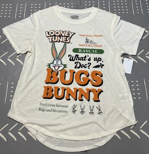 Looney Tunes Ivory T-Shirt Juniors Short Sleeve Bugs Bunny Sz L (11-13) - Picture 1 of 3