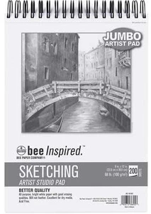 Bee Paper - 9" x 12" Studio Artist Sketching Pad, Spiral Bound, 200 Sheets - Picture 1 of 8