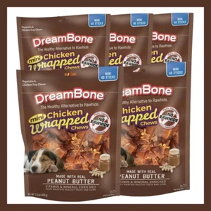 200 DreamBone Mini Chicken Wrapped Chews Dog Treats w/Peanut Butter 20/40ct Bags - Picture 1 of 5