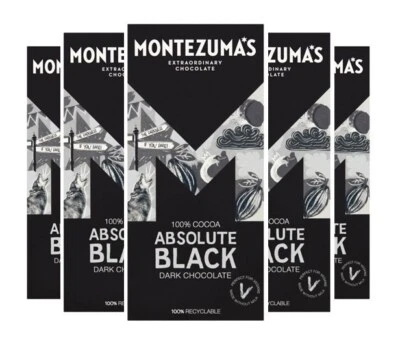 MONTEZUMA'S ABSOLUTE BLACK with Almond Dark Chocolate 100% Cocoa - 5 x 90g Vegan - Image 1 of 3
