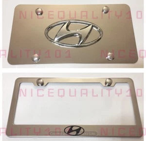 Elantra  Sonata Logo Stainless Steel License Plate Frame W/ Front Plate Combo - Picture 1 of 1