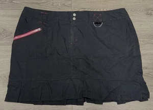 VTG 90s Kik Girl Rave Neon Cyber Goth Punk DRing Zipper Nylon Skirt Plus 20W 1X - Picture 1 of 7