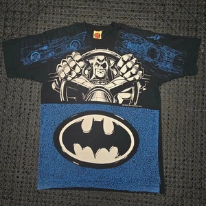 VTG AOP 1992 DC Comics Stanley Desantis Batman Returns Drive Shirt Men's Size L - Picture 1 of 15