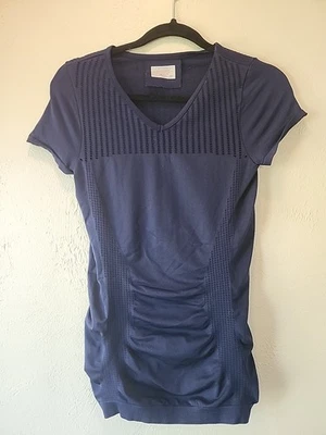 Camiseta Athleta Trophy malla diamante para mujer XS azul manga corta Foto 1 de 4