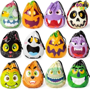 60PCS Halloween Drawstring Treat Bags, Trick or Treating Goodie Candy Small Plas - Picture 1 of 12