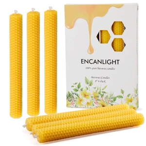 Velas cónicas de cera de abejas natural, candelabro de cera de abejas hecho a mano de 8 pulgadas... - Imagen 1 de 8