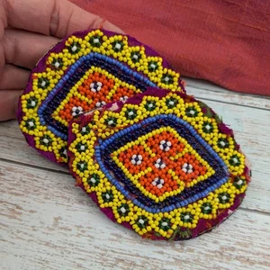 Paar Vintage Kuchi Gul Aufnäher Tribal Medaillons zum Aufnähen Evil Eye (19446) - Bild 1 von 6