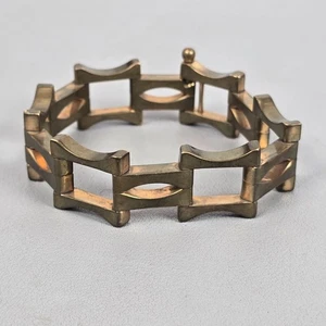 Art Deco Messing Gliederarmband mit geometrischem Design - Bild 1 von 5