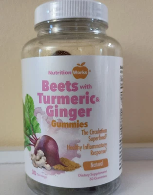 Remolacha Nutritionworks® con cúrcuma y jengibre 60 gomitas energía y resistencia 3/2026 Foto 1 de 4