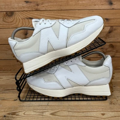 New Balance 327 Trainers Womens Size UK 8 White MoonBeam Gum Sole Leather Shoes - Image 1 of 4