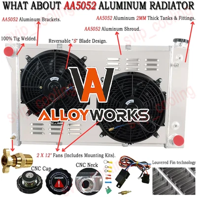 4ROW Radiator+Shroud Fan Fit 67-72 68 Chevy GMC C/K C10 C20 C30 Pickup Suburban - Image 1 of 4