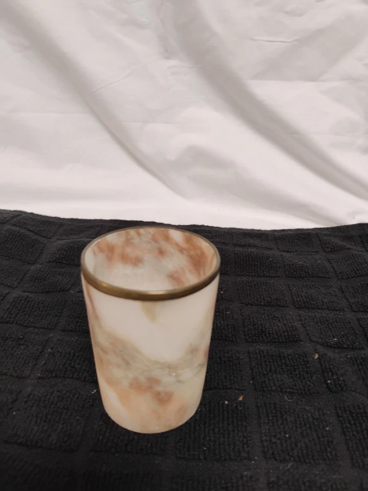 Candelabro Cilindro 3", Diseños de Remolino Marrón y Blanco con Borde Dorado Foto 1 de 4