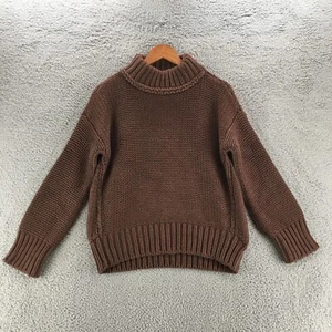 Mystree Mock Neck Sweater Womens Small Brown Chuncky Knit Pullover Casual Basic - Picture 1 of 12