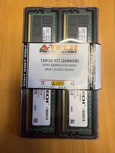 A-Tech 128GB 2x 64GB 2Rx4 PC4-25600 DDR4 3200 ECC REG RDIMM Server Memory RAM - Picture 1 of 1