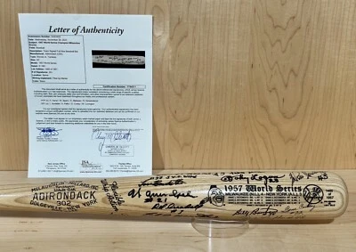 Bate de béisbol Hank Aaron Spahn 1957 Milwaukee Braves 20+ autos firmado por el equipo LE JSA Foto 1 de 4