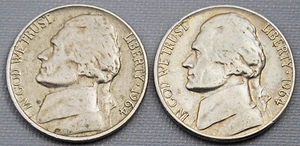 1964-P 1964-D Jefferson Nickel Coins - Not Cleaned - Picture 1 of 2