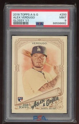 Alex Verdugo 2018 Allen and Ginter Rookie Glossy 1/1 #293 PSA 9 Mint Dodgers - Image 1 of 2
