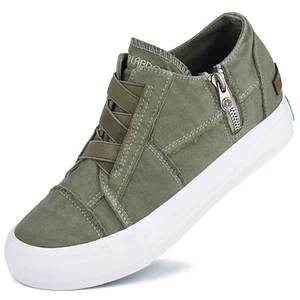 Womens Side Zipper Hidden Wedge Shoes Canvas Breathable Platform Casual Sneakers - Picture 1 of 79