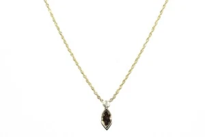$2,000 .43CT NATURAL COGNAC & WHITE DIAMOND TWO-STONE DROP NECKLACE 14K GOLD - Picture 1 of 7