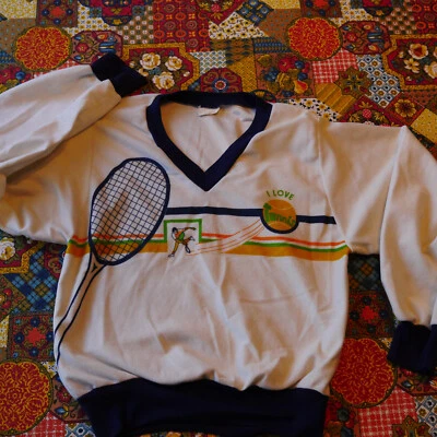 Любовь теннис винтажный легкий v-образным вырезом толстовка женщин маленький Med милый спортивный - Изображение 1 из 3