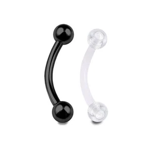 Eyebrow Ring Black Anodized 16G Curved Barbell with Clear Retainer 2pcs - Picture 1 of 1