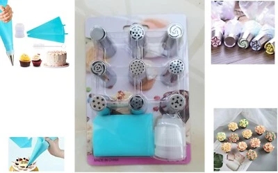 11pcs set Russian Flower Icing Piping Nozzle Tips  Piping Bag Cake Decoration - Image 1 of 4