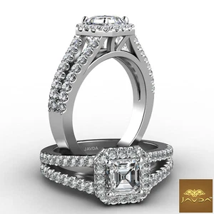 Asscher Cut Split Shank U Pave Setting Diamond Engagement Ring GIA I VS2 1.46Ctw - Picture 1 of 12