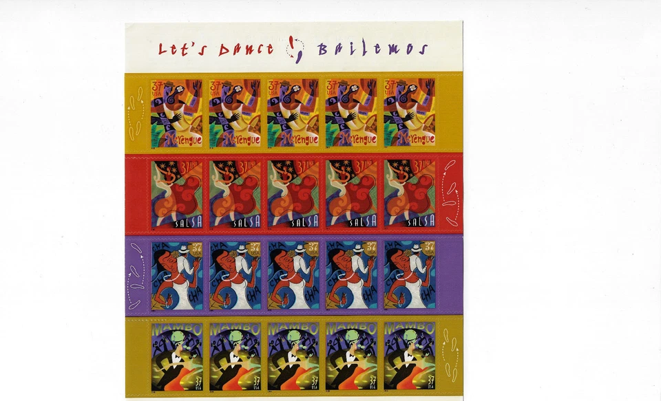 US Stamps  Sheets/Postage Sct #3942a Lets Dance Baillemos MNH F-VF OG  FV $7.40 - Image 1 of 1