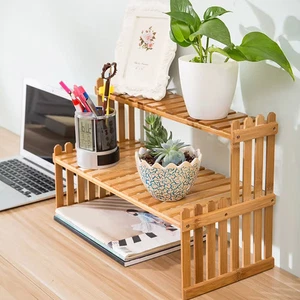 Wooden Computer Desk Tabletop Stand Display Shelf Storage Solution Organiser - Picture 1 of 25