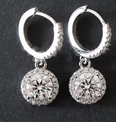 5.00 Ct White Treated Diamond Earrings VVS1 Color F Certified ! Anniversary Gift - Image 1 of 4